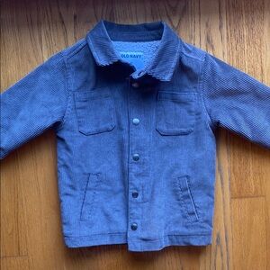 Old Navy Kids Gray Corduroy Jacket with buttons sherpa lined